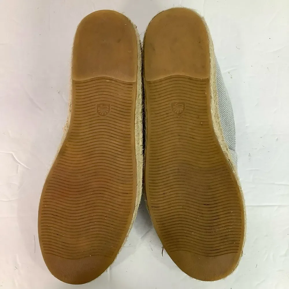 Soludos Almond Toe Platform Espadrille Slip On Gray Textile Canvas Women Sz 8.5